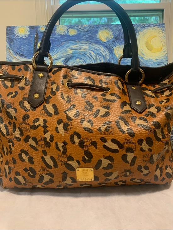 MCM Handbags - MCM Brown Cognac Leopard  Tote limited Edition EUC